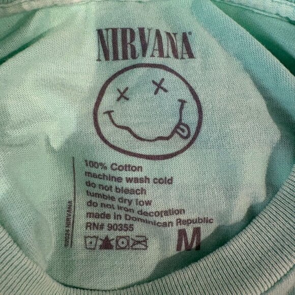 Nirvana Band Tee Grunge Retro Oversized Distressed Green Size M NWOT - Picture 4 of 4